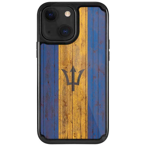 Barbados Flag Dark Wood iPhone 13 Cargo Case